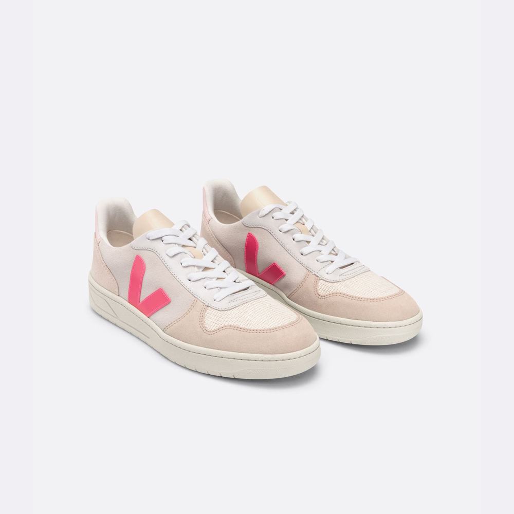 Women's Veja V-10 Suede Sneakers Multicolor/Beige/Rose | UAE-98264