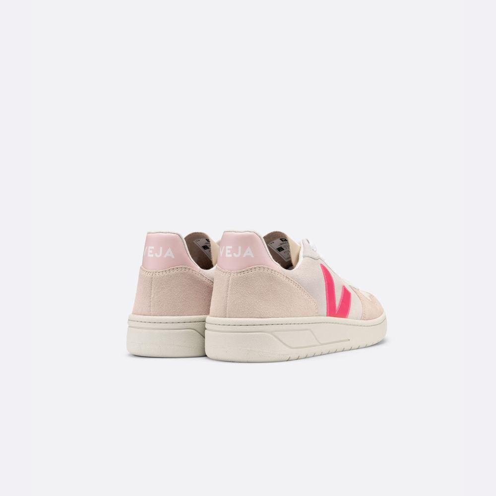 Women's Veja V-10 Suede Sneakers Multicolor/Beige/Rose | UAE-98264