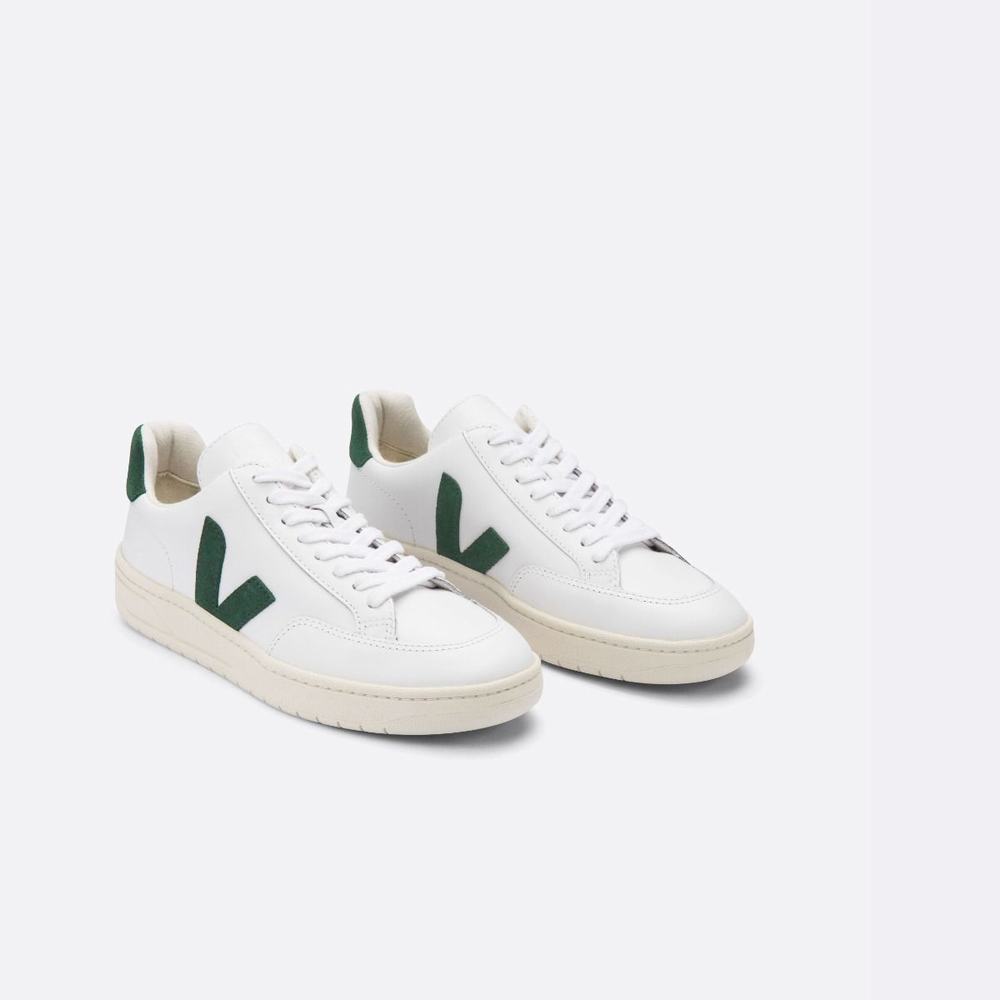 Women's Veja V-12 Leather Sneakers White | UAE-28350