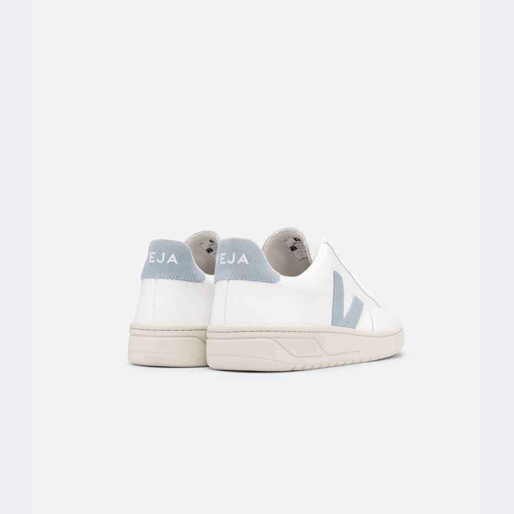 Women's Veja V-12 Leather Sneakers White/Grey | UAE-85297