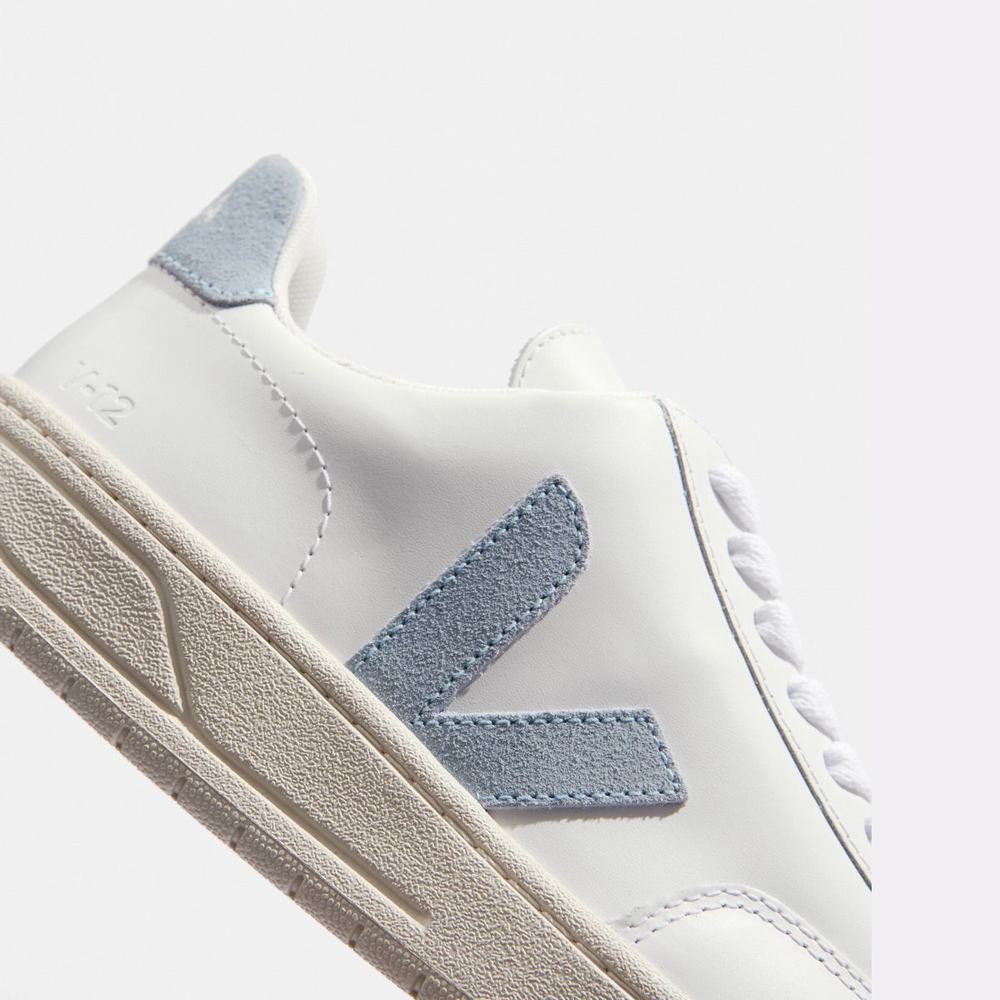 Women's Veja V-12 Leather Sneakers White/Grey | UAE-85297