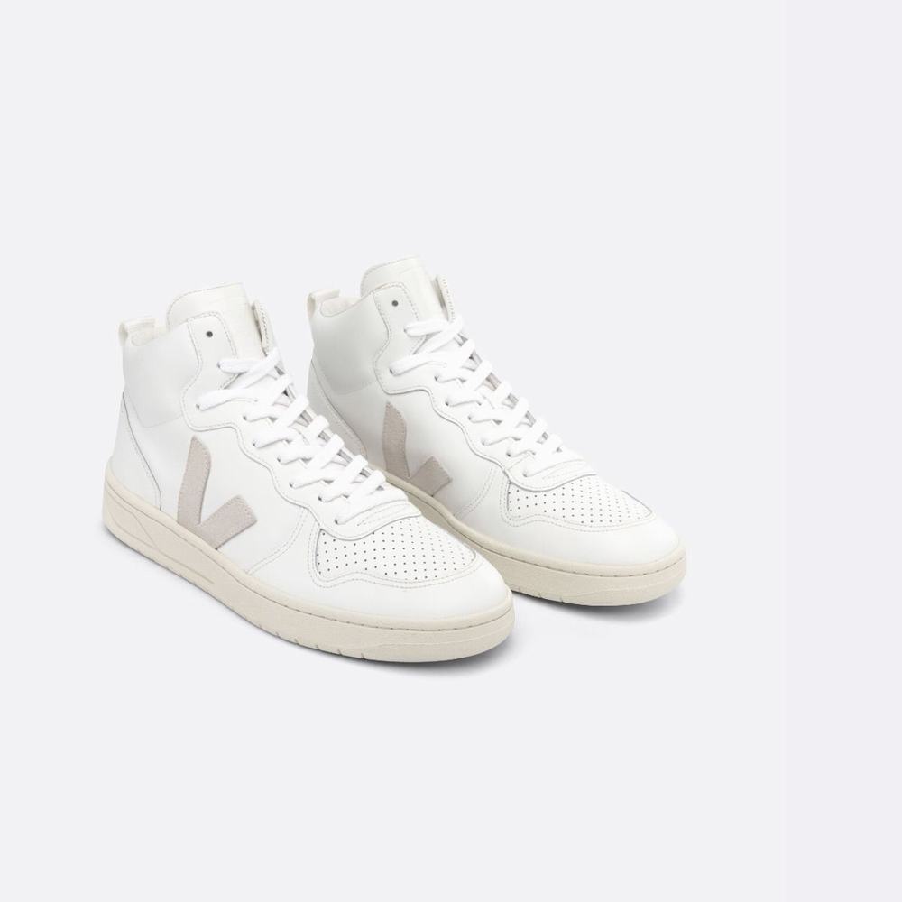 Women's Veja V-15 Leather Sneakers White | UAE-87456