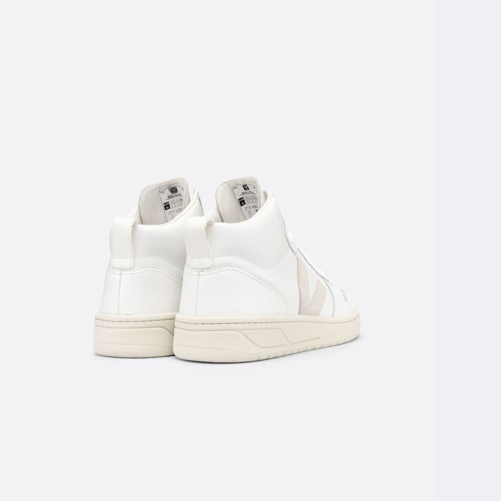 Women's Veja V-15 Leather Sneakers White | UAE-87456