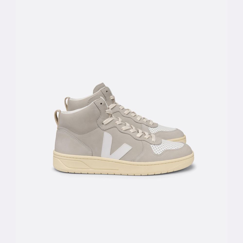 Women\'s Veja V-15 Nubuck Sneakers Beige/White | UAE-83514