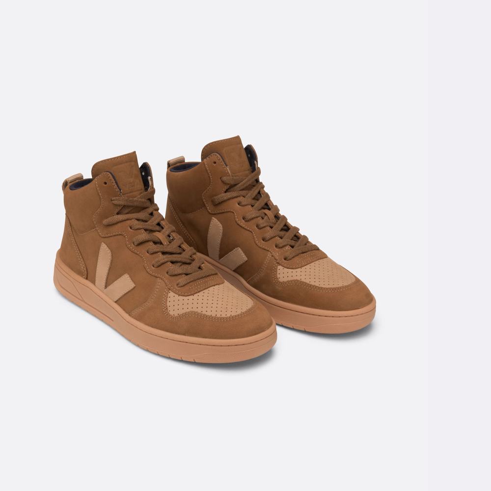 Women's Veja V-15 Nubuck Sneakers Brown | UAE-18467