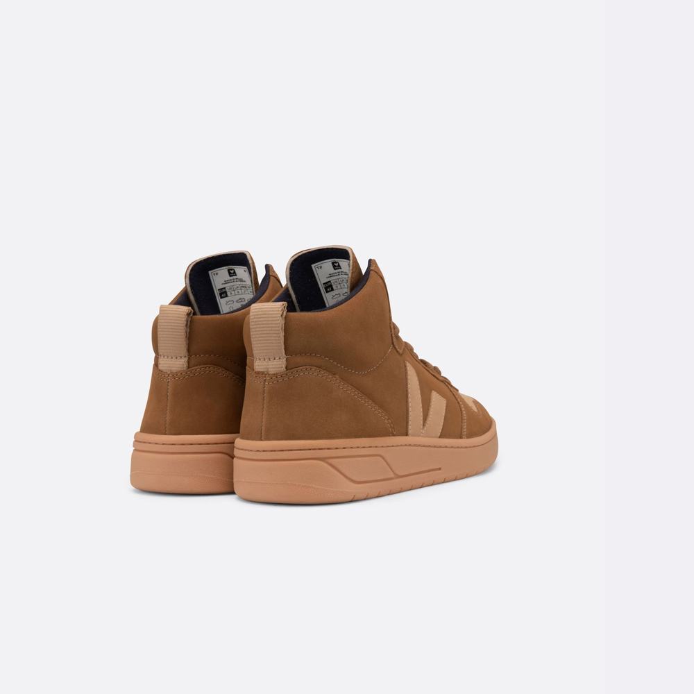 Women's Veja V-15 Nubuck Sneakers Brown | UAE-18467