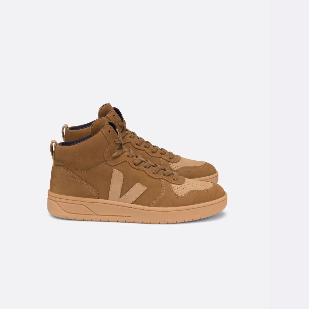 Women\'s Veja V-15 Nubuck Sneakers Brown | UAE-18467