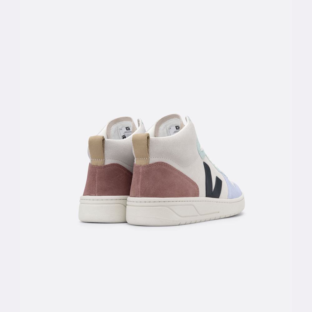 Women's Veja V-15 Suede Sneakers Multicolor/Beige/Black | UAE-89473