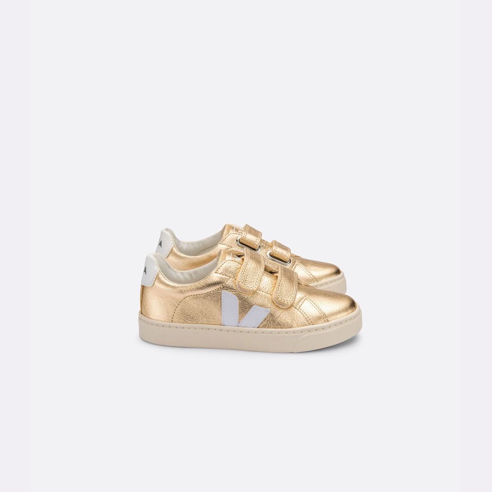 Kids' Veja Esplar Chromefree Leather Sneakers White | UAE-58764