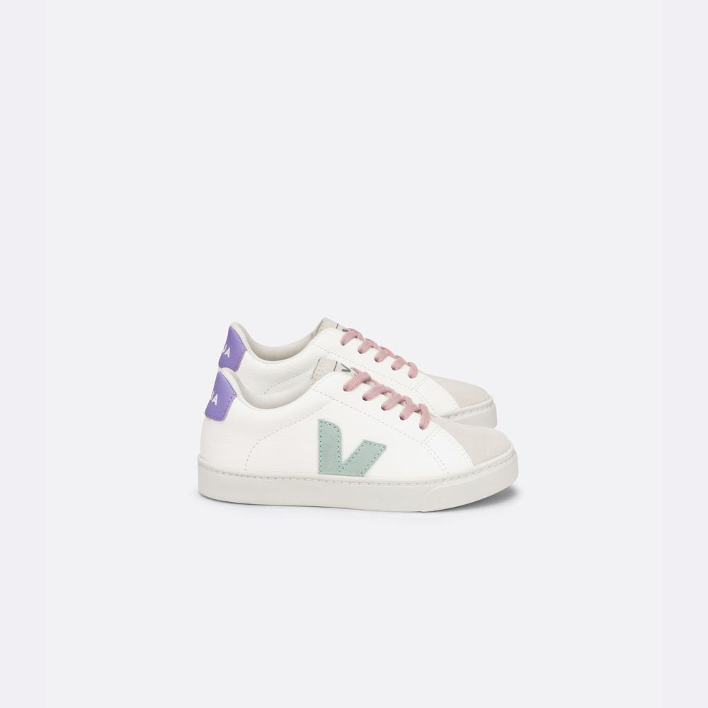 Kids' Veja Esplar Laces Chromefree Sneakers White/Orange | UAE-49723