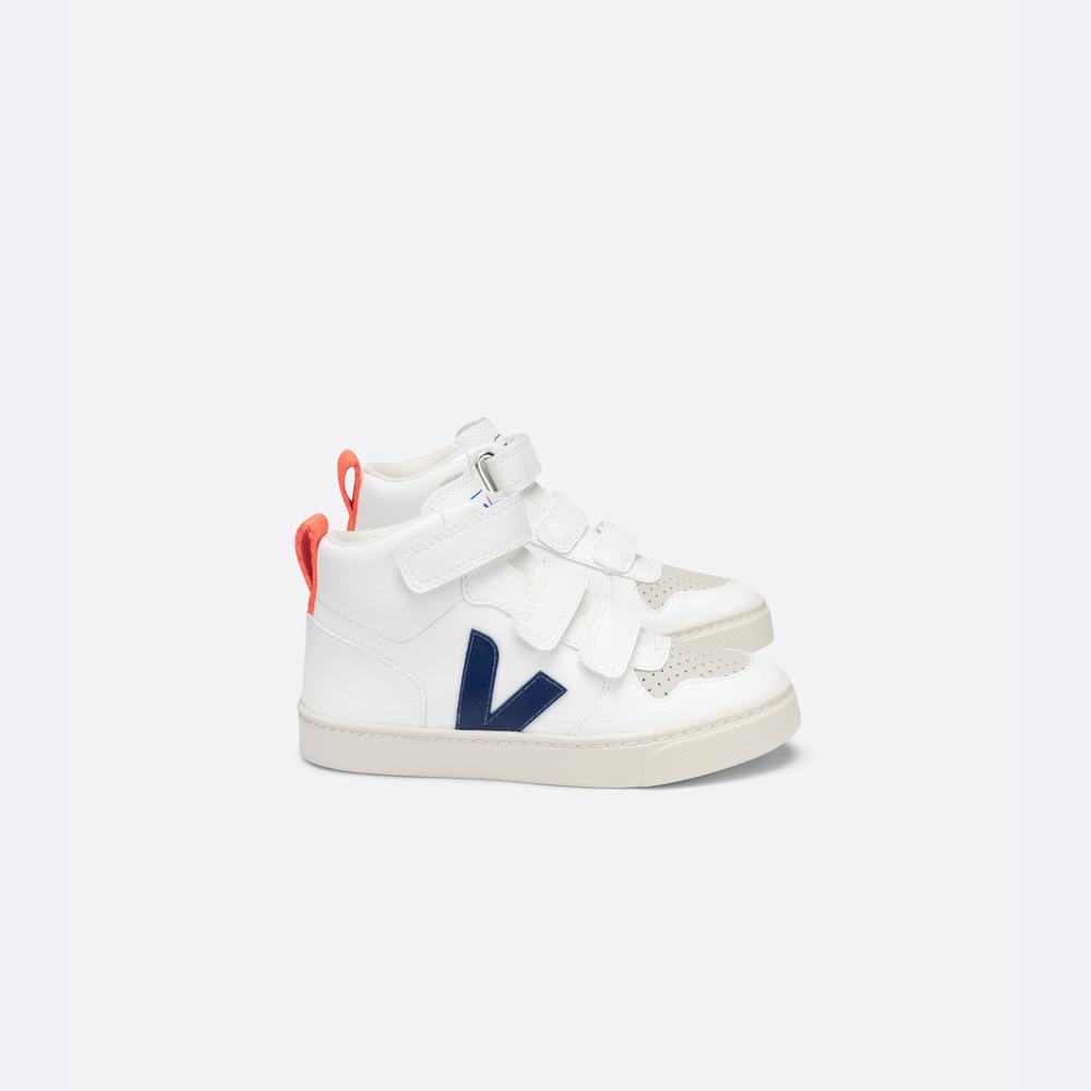 Kids' Veja V-10 Mid Cwl Sneakers White/Orange | UAE-04367