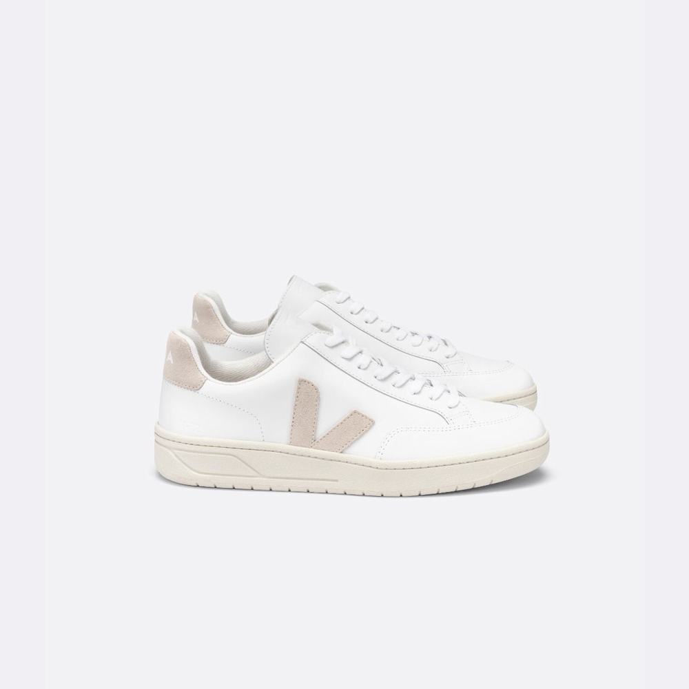 Men's Veja V-12 Leather Sneakers White | UAE-19074