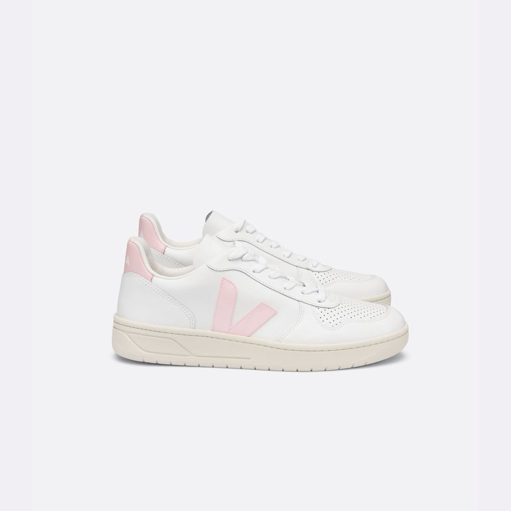 Women's Veja V-10 Leather Sneakers White | UAE-82157