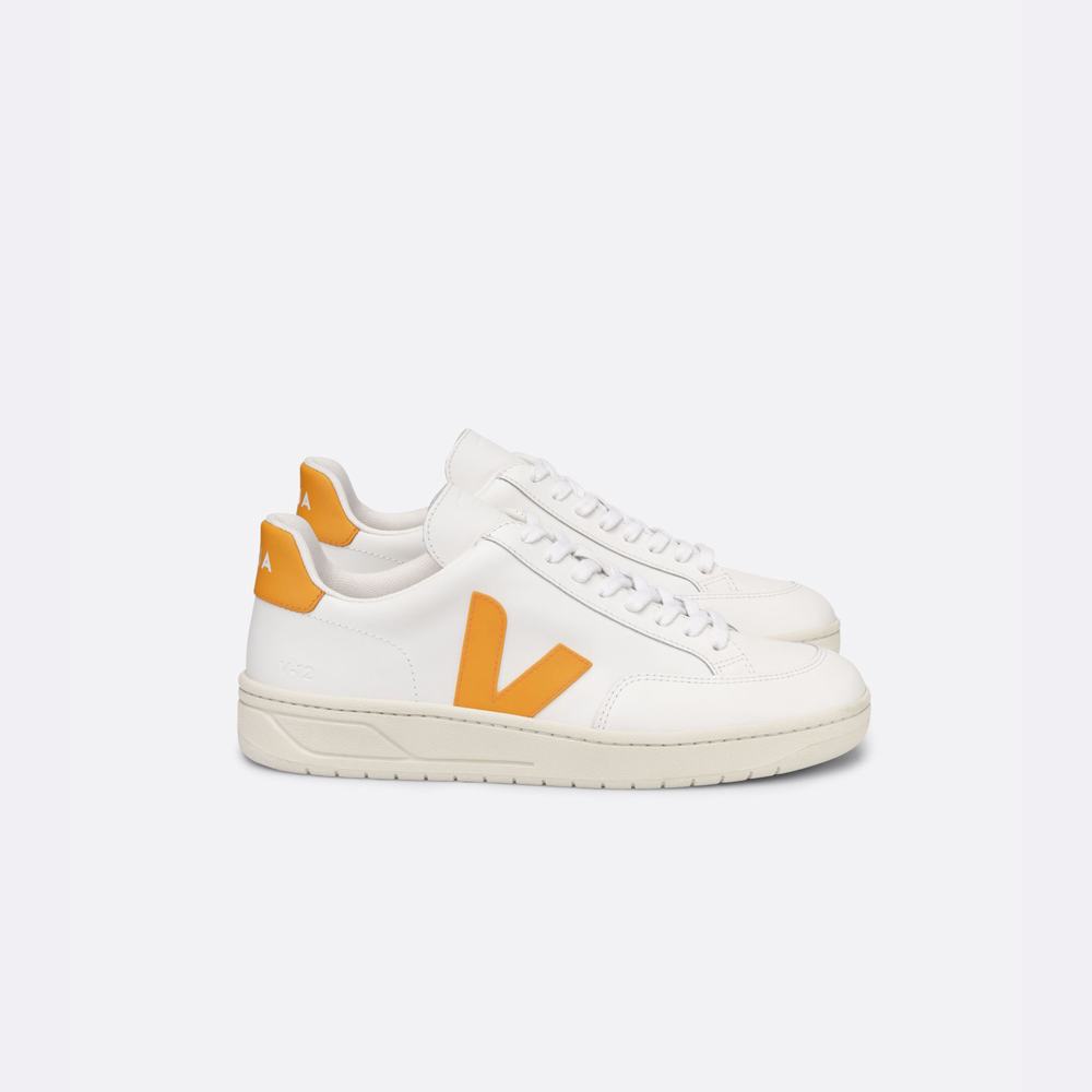 Women's Veja V-12 Leather Sneakers White | UAE-02167