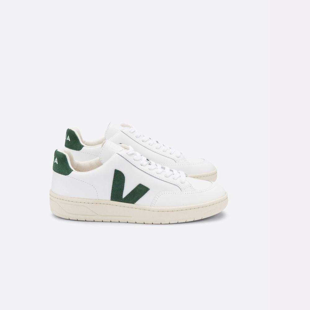 Women's Veja V-12 Leather Sneakers White | UAE-28350