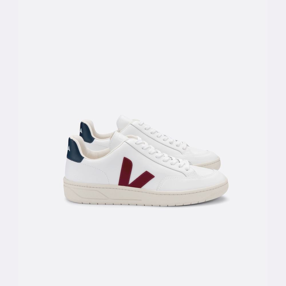 Women's Veja V-12 Leather Sneakers White | UAE-97654